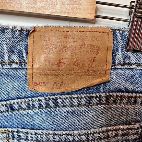 Vintage 90s Levis 505 Regular Fit Straight Leg USA Made Distressed Faded 36X30 - Picture 6 of 12